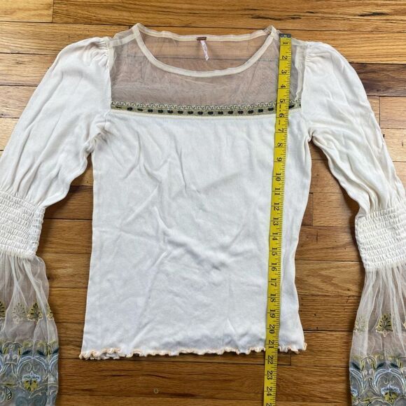 Free People Womens High Tides Knit Blouse, Off-White Size SP - Picture 3 of 10